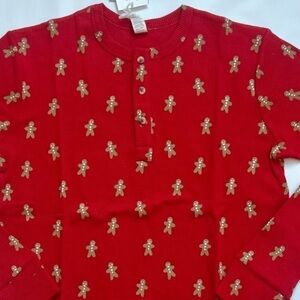 Kate Quinn Men’s (Women’s Medium) Gingerbread Man Holiday Henley Shirt SMALL NWT